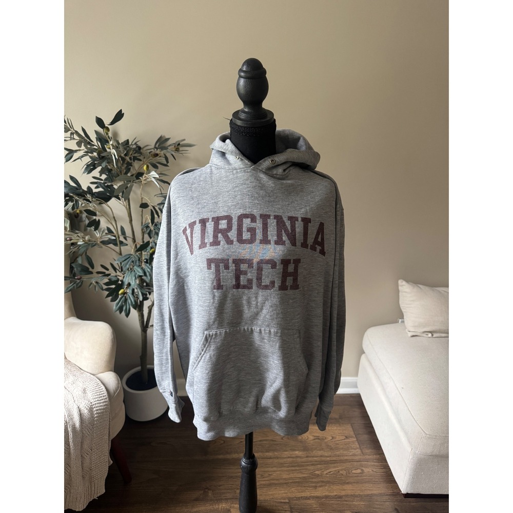 Jansport Virginia Tech Hokies Hoodie Heather Gray Maroon Graphic Sweatshirt M